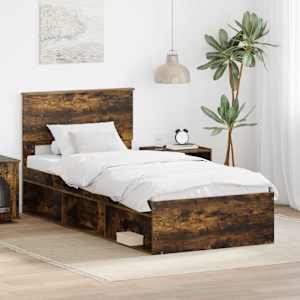 Rám postele s čelo Kouřový dub 75 x 190 cm Kompozitní dřevo - obrázek 1