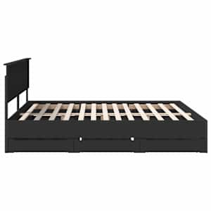 Rám postele se zásuvkou Černá 200 x 200 cm Inženýrské dřevo - obrázek 9