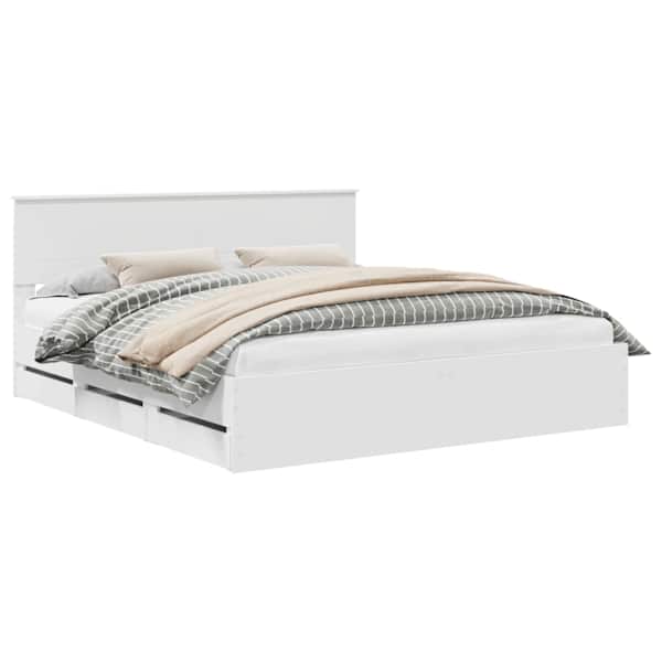 vidaXL Voodi raam sahtliga peaga Valge 180 x 200 cm Inseneripuit
