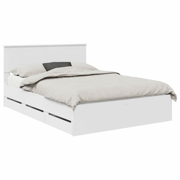 vidaXL Voodi raam sahtliga peaga Valge 160 x 200 cm Inseneripuit