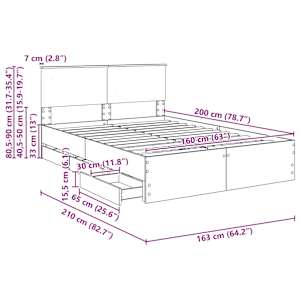 Rám postele se zásuvkou Bílá 160 x 200 cm Inženýrské dřevo - obrázek 14