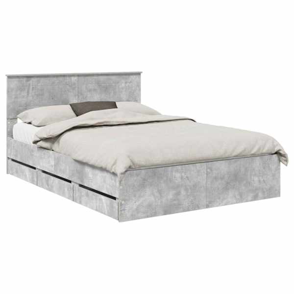 vidaXL Voodi raam sahtliga peaga Betoonhall 160 x 200 cm Inseneripuit