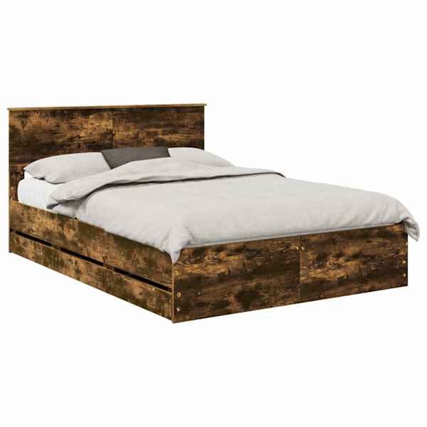 vidaXL Voodi raam sahtliga Suitsetatud tamm 160 x 200 cm Inseneripuit