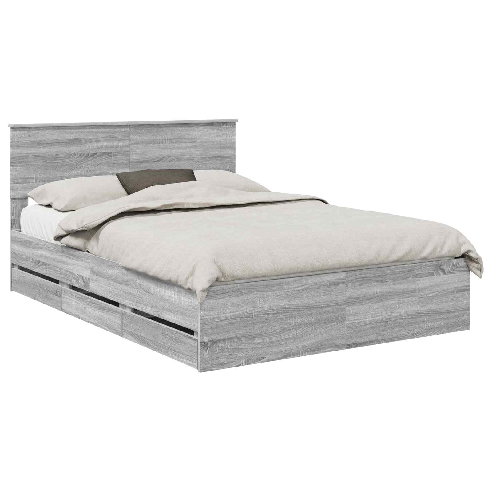 vidaXL Bedframe met lade Grijs Sonoma 150 x 200 cm Ingenieurshout, foto 3
