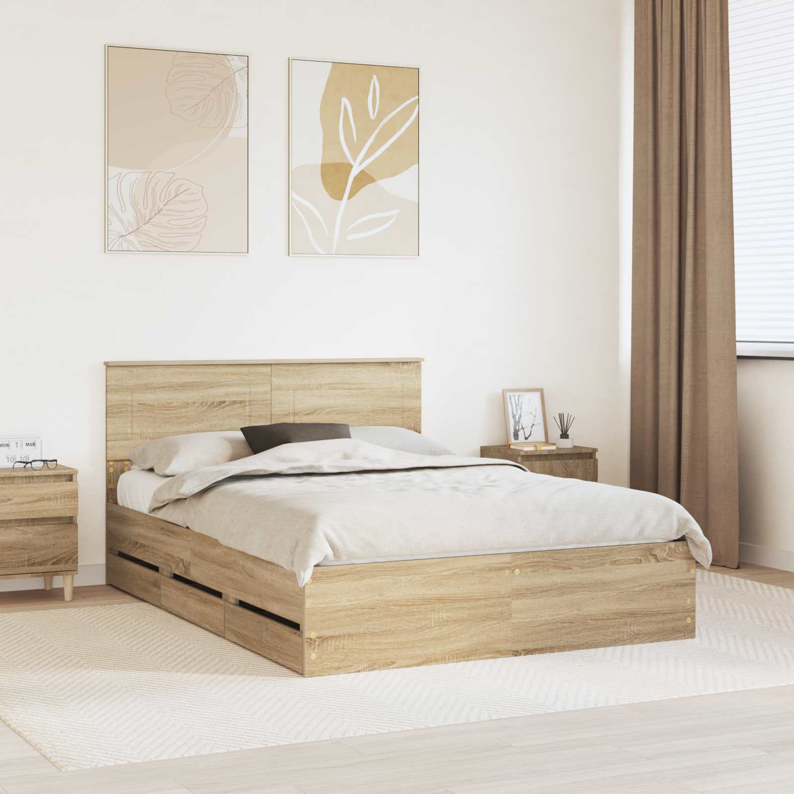 Bedframe met lade Sonoma Eiken 140 x 190 cm Ingenieurshout
