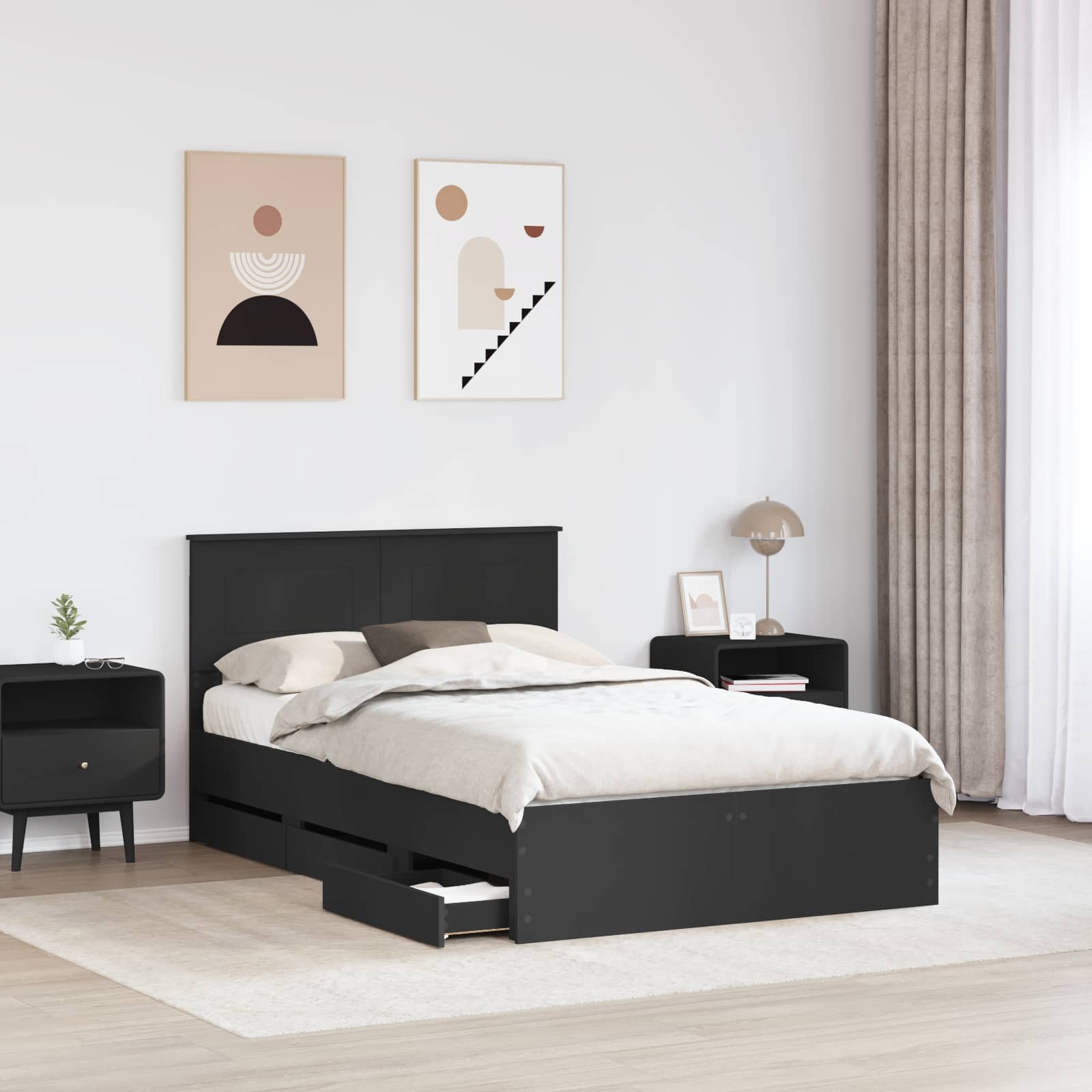 Voodi raam sahtliga peaga Must 120 x 190 cm Inseneripuit 118 Kõik vajalik sinu aeda ja koju! Voodi raam sahtliga peaga Must 120 x 190 cm Inseneripuit - Image 3