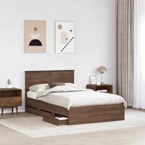 Rám postele se zásuvkou Hnědý dub 120 x 200 cm Inženýrské dřevo - obrázek 3