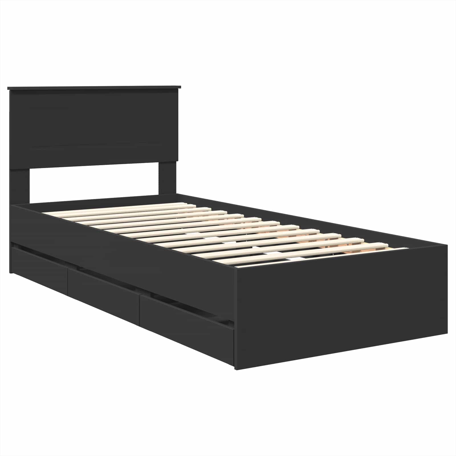 Voodi raam sahtliga peaga Must 100 x 200 cm Inseneripuit 115 Kõik vajalik sinu aeda ja koju! Voodi raam sahtliga peaga Must 100 x 200 cm Inseneripuit - Image 4