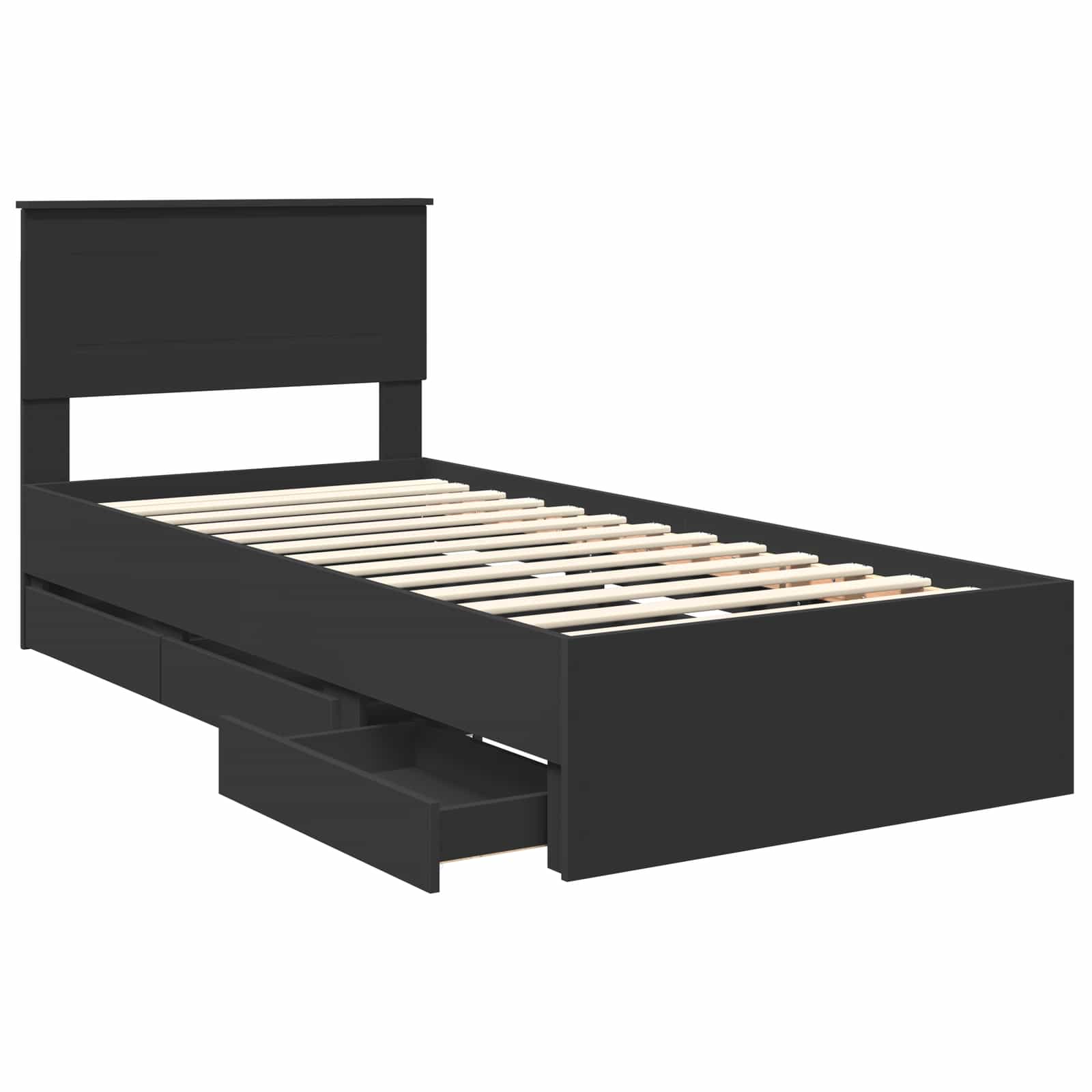 Voodi raam sahtliga peaga Must 100 x 200 cm Inseneripuit 116 Kõik vajalik sinu aeda ja koju! Voodi raam sahtliga peaga Must 100 x 200 cm Inseneripuit - Image 5