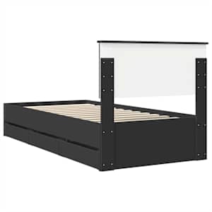 Rám postele se zásuvkou Černá 100 x 200 cm Inženýrské dřevo - obrázek 10