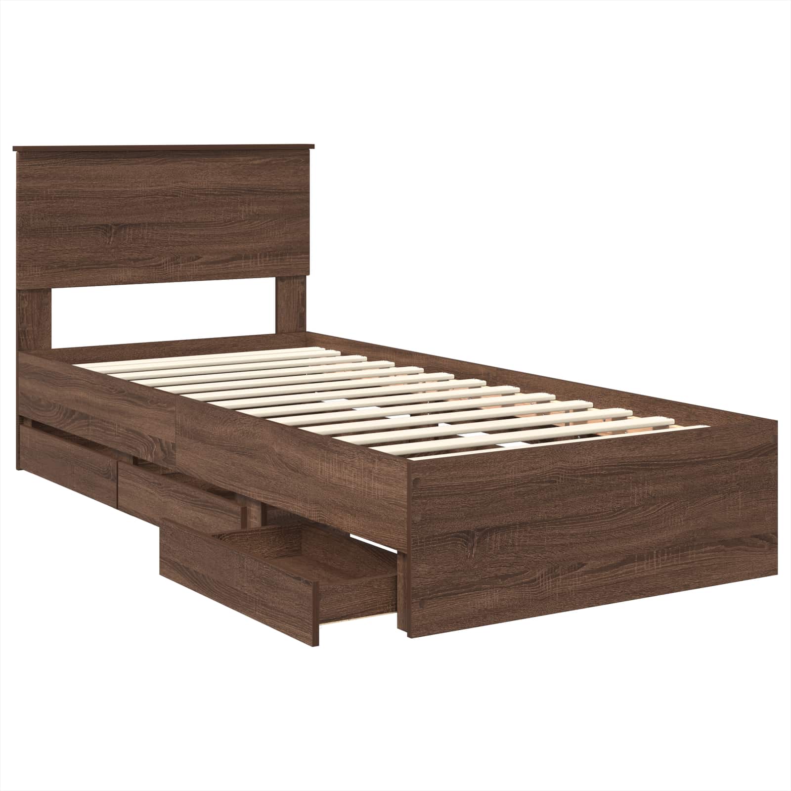 Voodi raam sahtliga peaga Pruun tamme 90 x 190 cm Inseneripuit 97 Kõik vajalik sinu aeda ja koju! Voodi raam sahtliga peaga Pruun tamme 90 x 190 cm Inseneripuit - Image 5