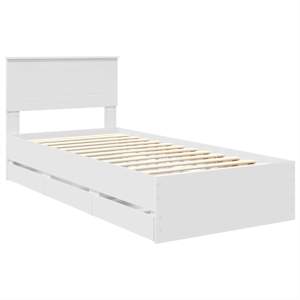 Rám postele se zásuvkou Bílá 90 x 200 cm Inženýrské dřevo - obrázek 4
