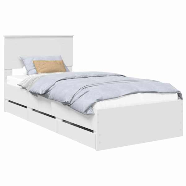 vidaXL Voodi raam sahtliga peaga Valge 75 x 190 cm Inseneripuit
