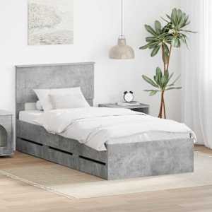 Rám postele s čelo Betonově šedá 75 x 190 cm Inženýrské dřevo - obrázek 1
