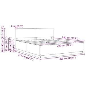 Rám postele s čelo Betonově šedá 200 x 200 cm kompozitní dřevo - obrázek 15