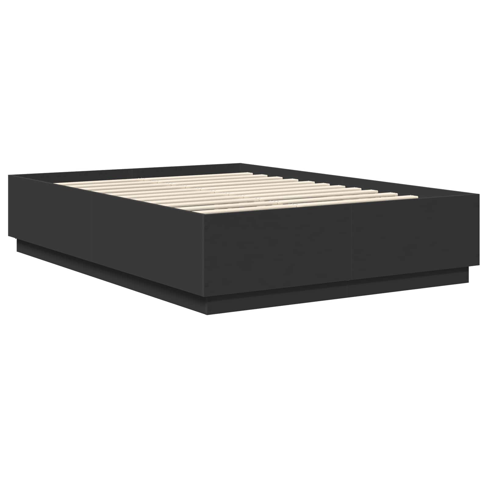 Voodi raam LED -ribatuledega peaga Must 150 x 200 cm Tehispuit 6 Kõik vajalik sinu aeda ja koju! Voodi raam LED -ribatuledega peaga Must 150 x 200 cm Tehispuit - Image 6