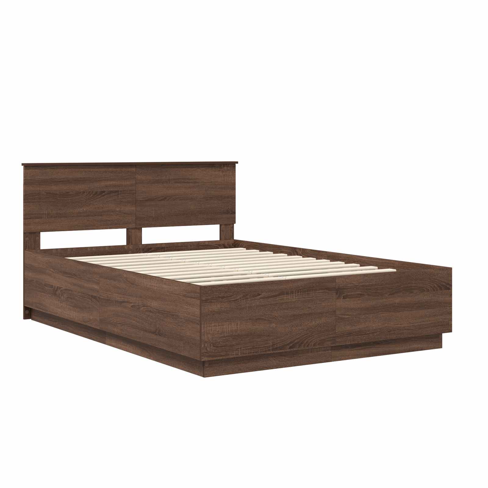 Voodi raam LED -ribatuledega Pruun tamme 140 x 190 cm Tehispuit 5 Kõik vajalik sinu aeda ja koju! Voodi raam LED -ribatuledega Pruun tamme 140 x 190 cm Tehispuit - Image 5