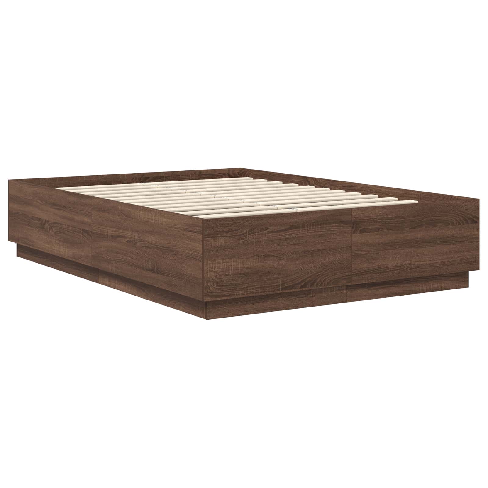 Voodi raam LED -ribatuledega Pruun tamme 140 x 190 cm Tehispuit 6 Kõik vajalik sinu aeda ja koju! Voodi raam LED -ribatuledega Pruun tamme 140 x 190 cm Tehispuit - Image 6