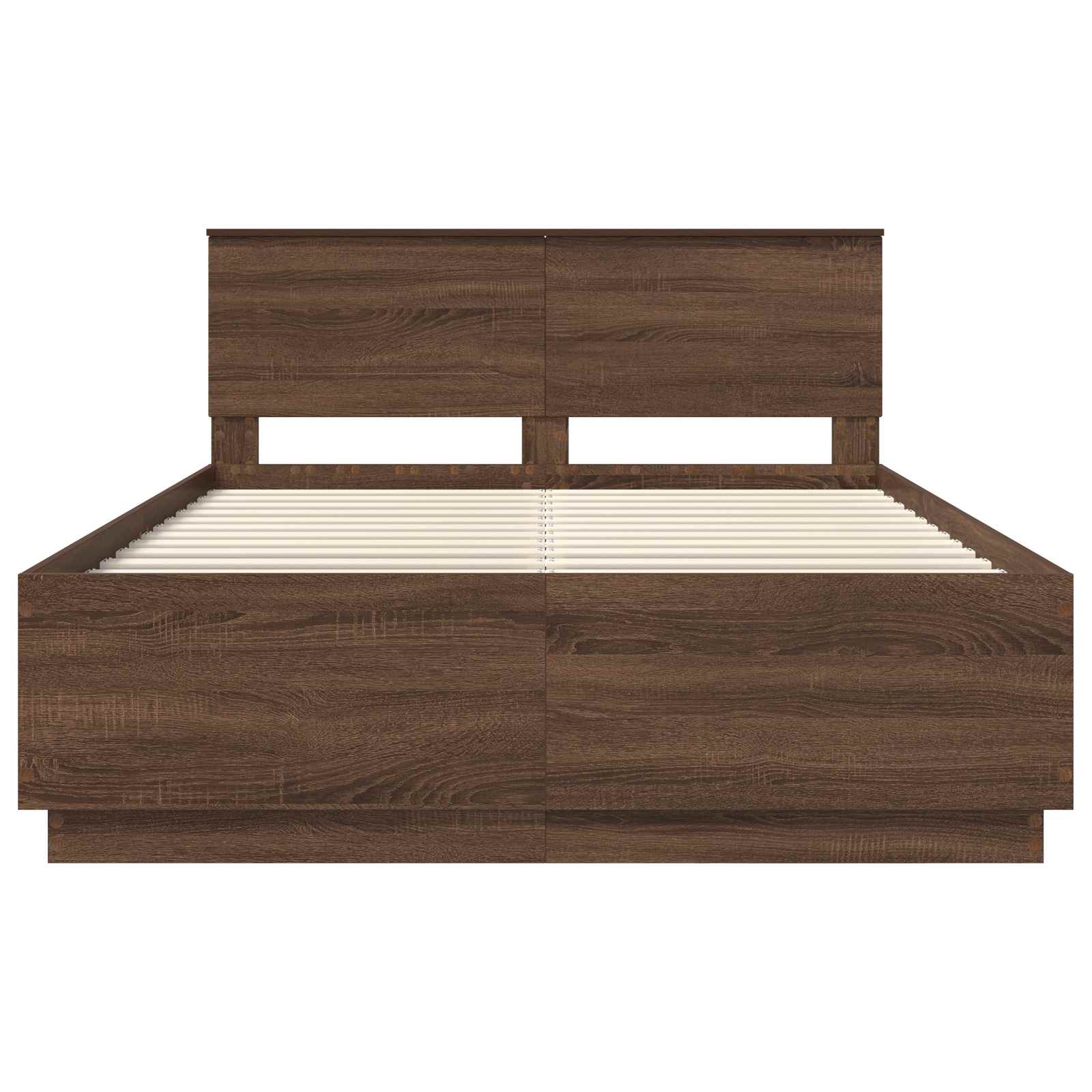 Voodi raam LED -ribatuledega Pruun tamme 140 x 190 cm Tehispuit 8 Kõik vajalik sinu aeda ja koju! Voodi raam LED -ribatuledega Pruun tamme 140 x 190 cm Tehispuit - Image 8