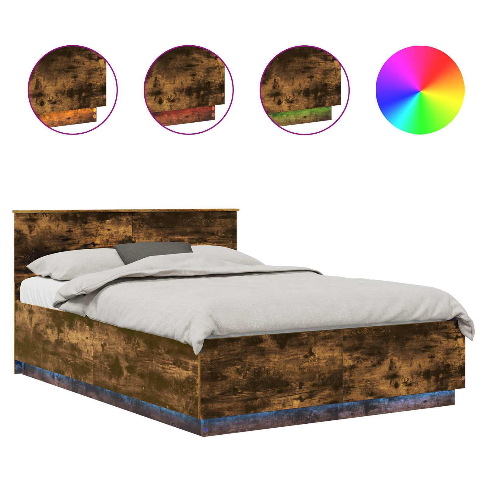 Thumbnail - vidaXL Bettrahmen Geräucherte Eiche 140 x 200 cm Holzwerkstoff