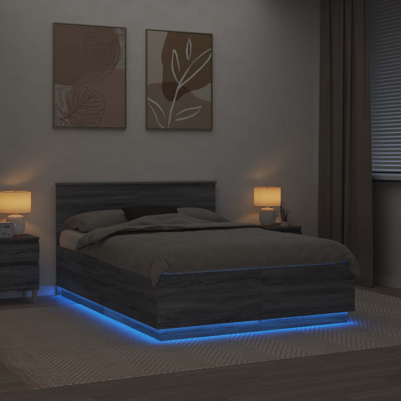 Konstrukcija postelje Siva Sonoma 140 x 200 cm Konstruiran les - slika 4