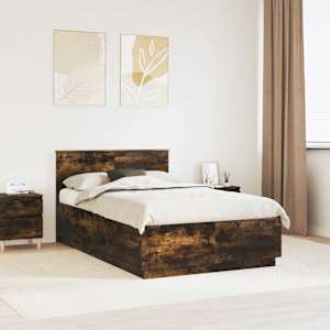 Rám postele s čelo Kouřový dub 135 x 190 cm kompozitní dřevo - obrázek 1