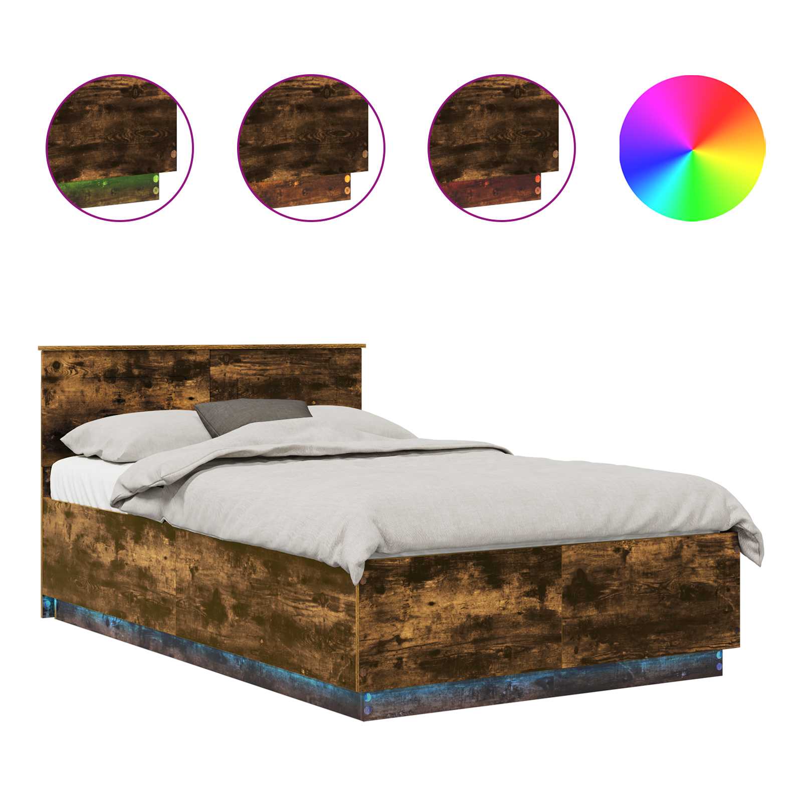 Voodi raam peaga Suitsetatud tamm 135 x 190 cm Tehispuit 48 Kõik vajalik sinu aeda ja koju! Voodi raam peaga Suitsetatud tamm 135 x 190 cm Tehispuit - Image 2