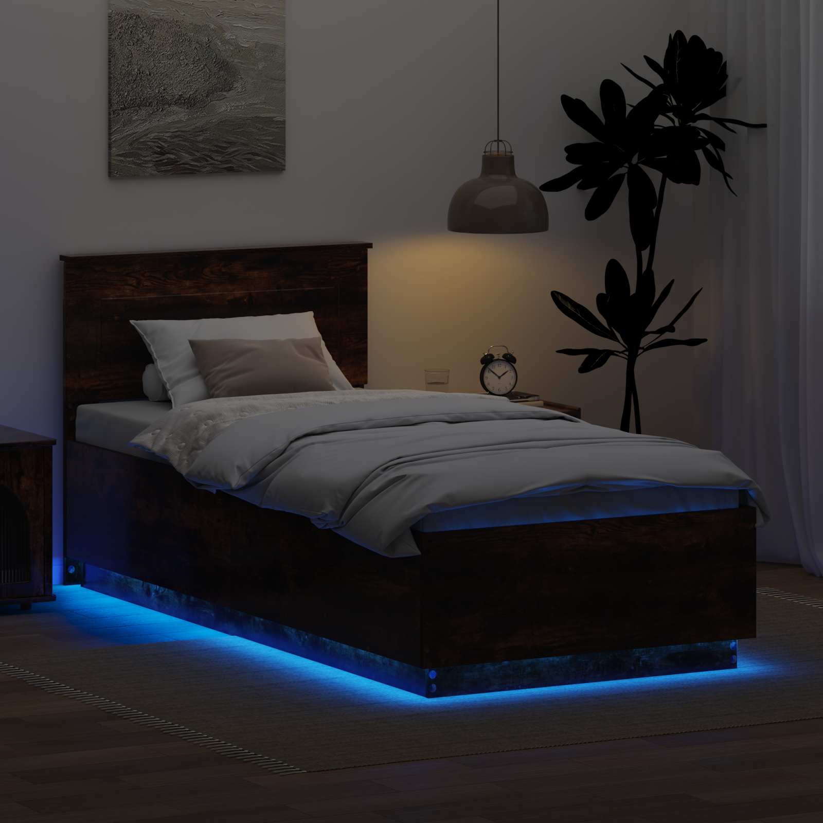 Voodi raam peaga Suitsetatud tamm 100 x 200 cm Tehispuit 27 Kõik vajalik sinu aeda ja koju! Voodi raam peaga Suitsetatud tamm 100 x 200 cm Tehispuit - Image 4