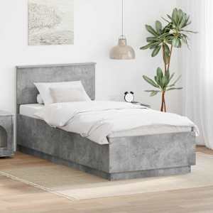 Rám postele s čelo Betonově šedá 90 x 200 cm kompozitní dřevo - obrázek 1