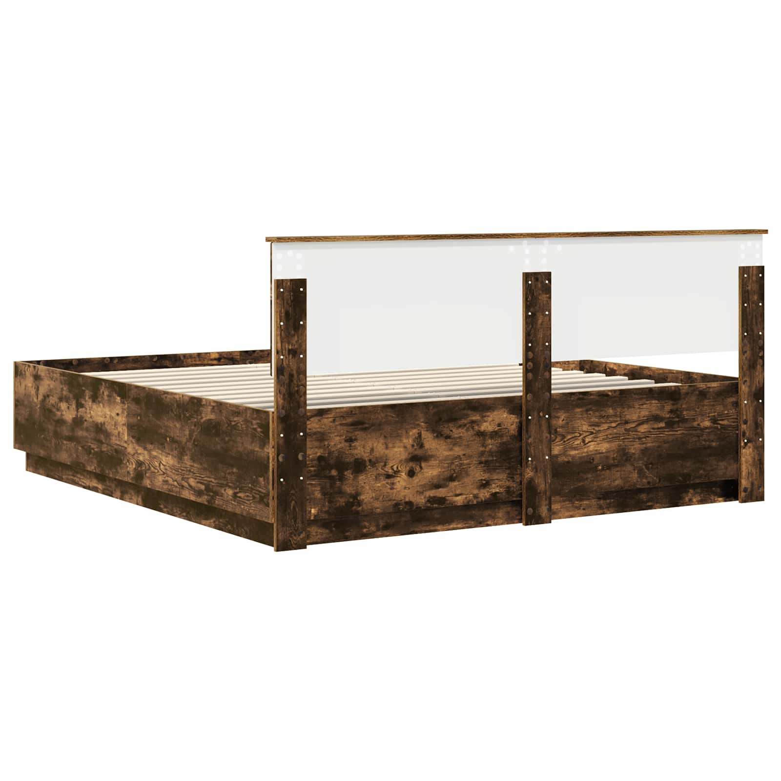 Konstrukcija postelje Dimljen hrast 200 x 200 cm Inženirski les
