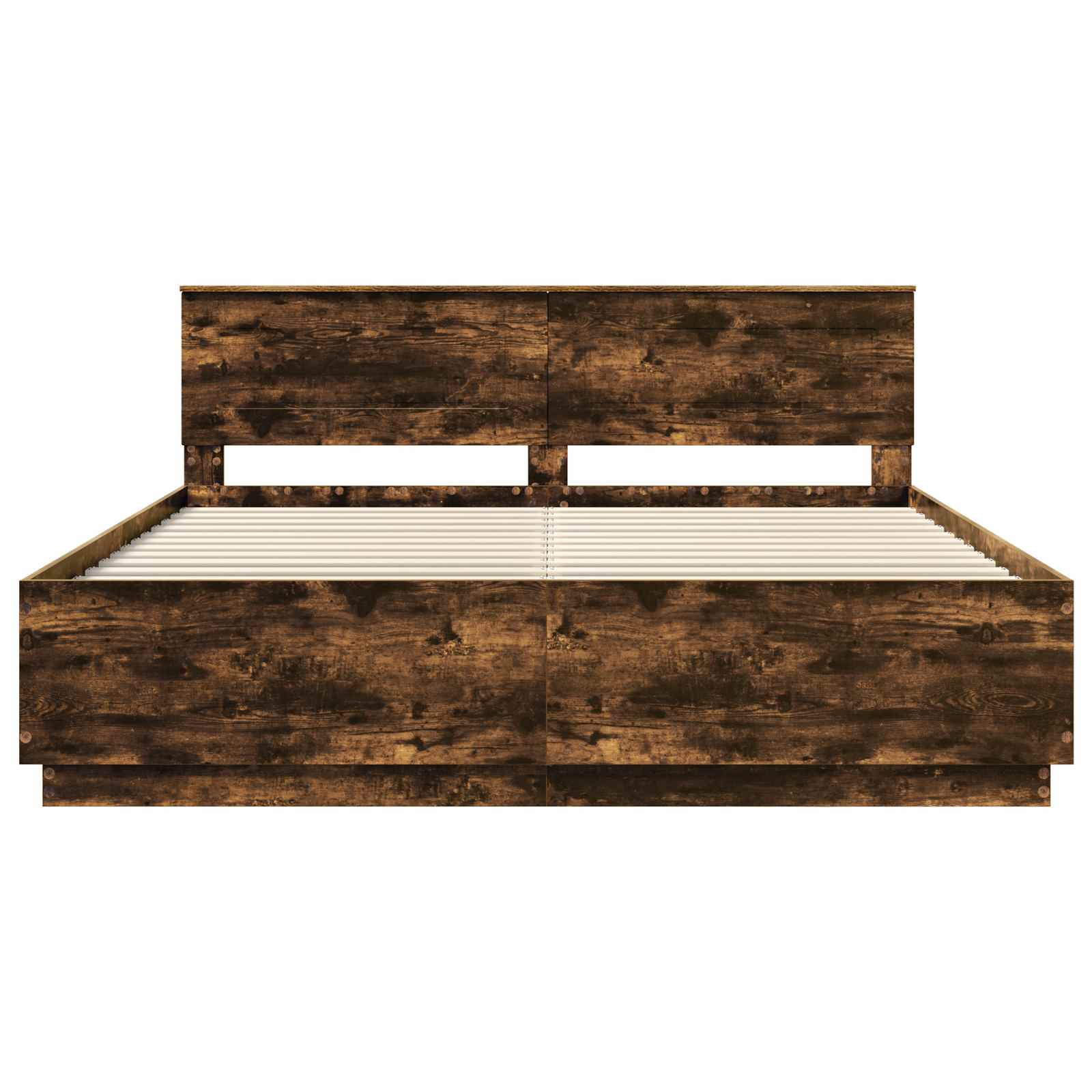 Konstrukcija postelje Dimljen hrast 200 x 200 cm Inženirski les