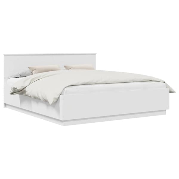 vidaXL Voodi raam peaga Valge 180 x 200 cm Tehispuit