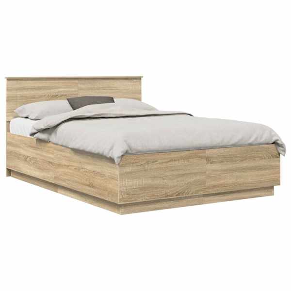 vidaXL Voodi raam peaga Sonoma tamm 150 x 200 cm Tehispuit