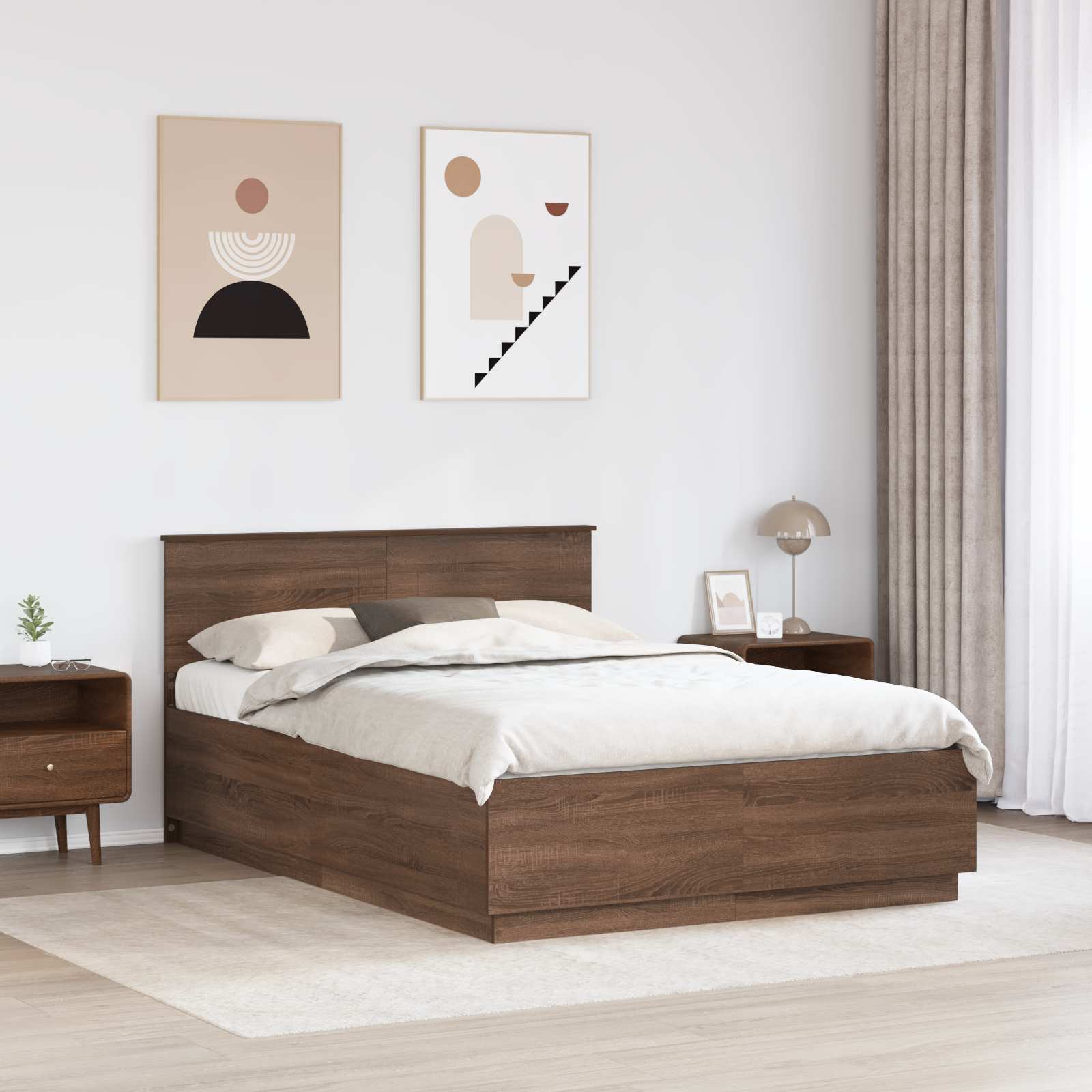 Voodi raam peaga Pruun tamme 140 x 190 cm Tehispuit 3 Kõik vajalik sinu aeda ja koju! Voodi raam peaga Pruun tamme 140 x 190 cm Tehispuit - Image 3