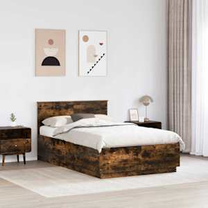 Rám postele s čelo Kouřový dub 120 x 200 cm Kompozitní dřevo - obrázek 3