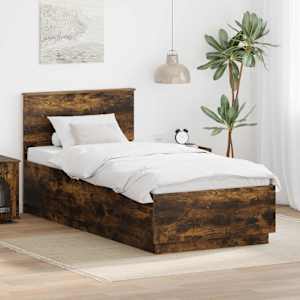 Rám postele s čelo Kouřový dub 90 x 190 cm kompozitní dřevo - obrázek 1