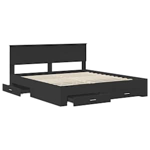 Rám postele Černá a stříbrná 200 x 200 cm kompozitní dřevo - obrázek 5