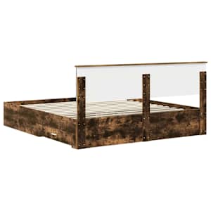 Rám postele s čelo Kouřový dub 200 x 200 cm kompozitní dřevo - obrázek 10