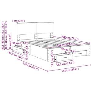 Rám postele Černá a stříbrná 150 x 200 cm kompozitní dřevo - obrázek 14
