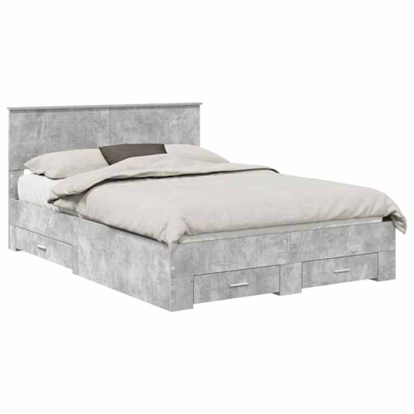 vidaXL Voodi raam sahtliga peaga Betoonhall 140 x 190 cm Tehispuit