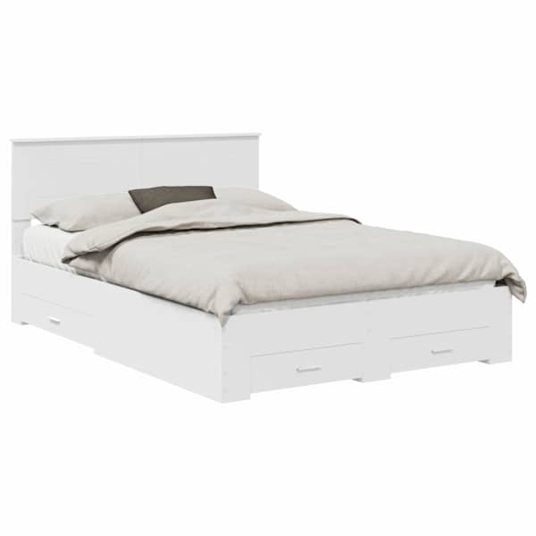 vidaXL Voodi raam sahtliga peaga Valge 140 x 200 cm Tehispuit