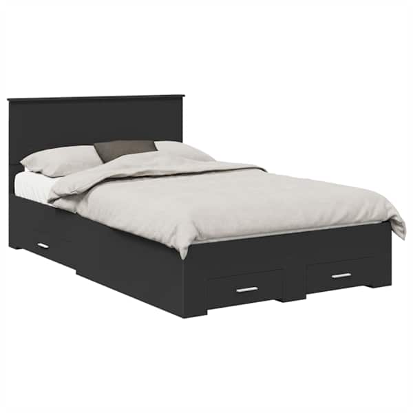 vidaXL Voodi raam sahtliga peaga Must 135 x 190 cm Tehispuit