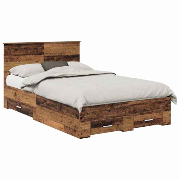 vidaXL Voodi raam sahtliga peaga Vana puit 120 x 190 cm Tehispuit