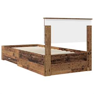 Rám postele s čelo Staré dřevo 100 x 200 cm kompozitní dřevo - obrázek 9