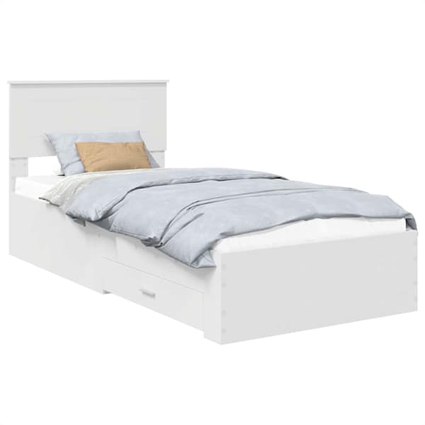 vidaXL Voodi raam sahtliga peaga Valge 90 x 190 cm Tehispuit