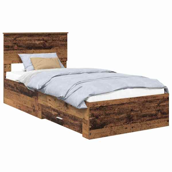 vidaXL Voodi raam sahtliga peaga Vana puit 90 x 190 cm Tehispuit