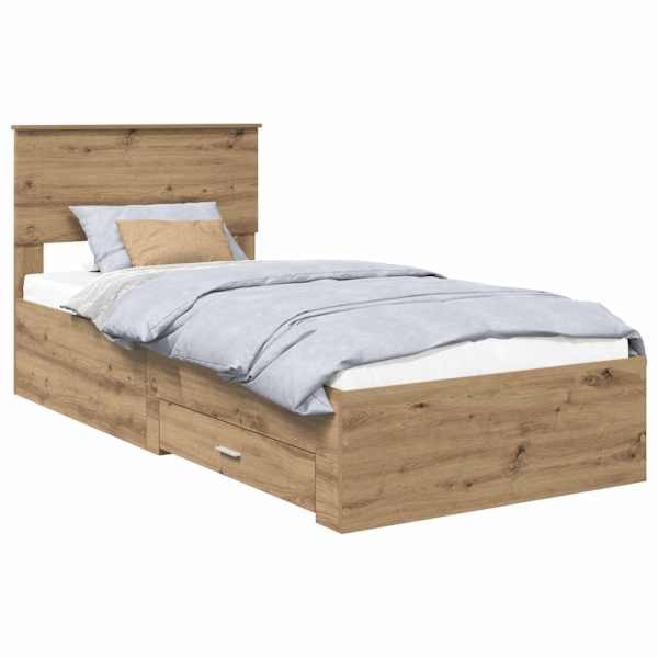 vidaXL Voodi raam sahtliga peaga K&auml;sit&ouml;&ouml;puu 90 x 200 cm Tehispuit