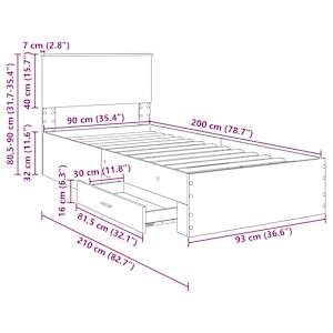Rám postele s čelo Artisanový dub 90 x 200 cm kompozitní dřevo - obrázek 15