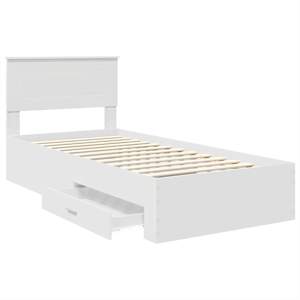 Rám postele s čelo Bílá a stříbrná 75 x 190 cm kompozitní dřevo - obrázek 5