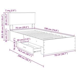 Rám postele s čelo Bílá a stříbrná 75 x 190 cm kompozitní dřevo - obrázek 14
